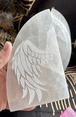 £39.99 • Buy Selenite Angel Wings Pair Of Large Selenite Book Ends 1.6kg Cleansing Crystal
