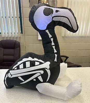 Inflatable Air Blown Black White Skeleton Flamingo Prop Halloween LED • $29.90