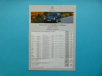 Brochure / Price List Mercedes W210 E-Class T-Model S210 - 04/00 • $2.33