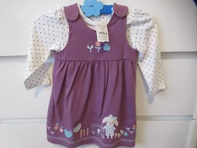 New 2 In 1 Lilac Dress Set Spring Theme Bunny & Chicks 9 To 12 Months Old Girl • £11.99