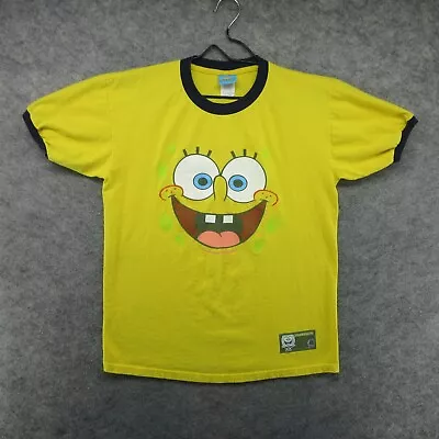 VTG Spongebob Squarepants Shirt Mens Large Yellow Ringer 2002 Nickelodeon Y2K • $24.99