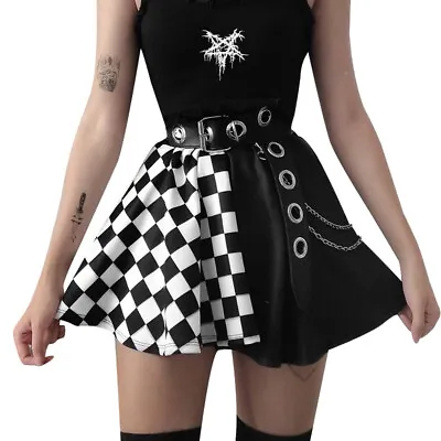£10.88 • Buy Women's Gothic Mini Pleated Skirt Cool Girl High Waist Pleated Punk Rock Skirts