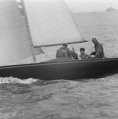 English Boat Designer Uffa Fox Sailing At Cowes With Prince Philip- Old Photo • $5.79