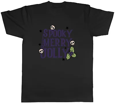 Gothic Christmas Mens T-Shirt Spooky Merry Jolly Xmas Skull Spider Tee Gift • £8.99