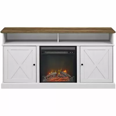 Cherrington 60  Tall Highboy Fireplace TV Stand In Rustic Oak/Brushed White • $343.25