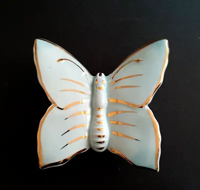 Vintage Hand Decorated Embelished Butterfly Ceramic Wall Pocket Vase • £26