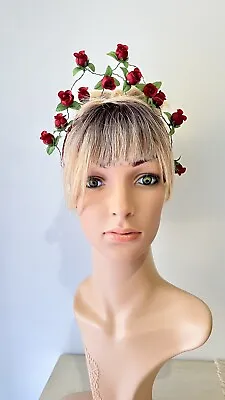 $99 • Buy Red Fascinator Headband Flower Crown Boho Weddings Races Melbourne Cup