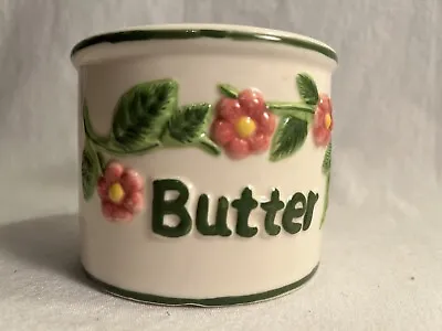 L. Tremain Beurre Butter Bell French Style Butter Keeper Crock Floral Design 90s • $15