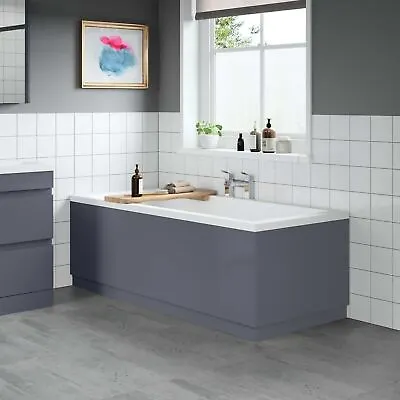 Modern Bathroom 1700 Front & 750 End Bath Panel Pack 18mm MDF Grey Gloss Plinth • £97.24
