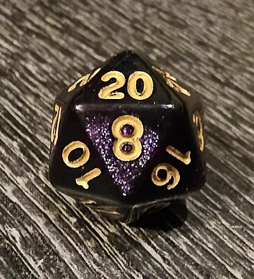 D20 Candy Black Purple Swirl Glitter Dice 20 Sided Die DnD D&D Tabletop RPG • $9.99