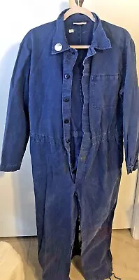 Vintage Jumpsuit Coveralls Mechanic Germany Blue Cotton 34  Waist  • $154.16