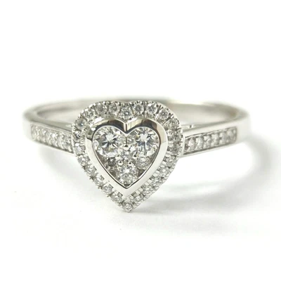 £695 • Buy Diamond Cluster Heart Ring 9ct White Gold Size N Ladies 0.25ct Round Brilliant