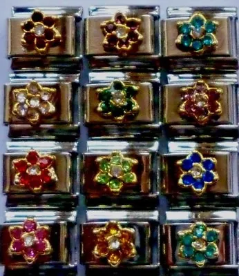 £3.10 • Buy Quality Classic Crystal Italian Bracelet Charm Link Birthstone Month Zodiac
