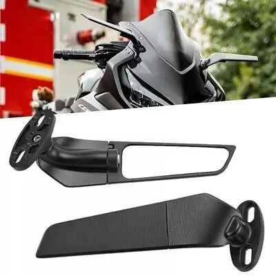 Wind Swivel Wing Fin Rearview Side Mirrors For Yamaha YZF R1 R3 R6 • $32.26