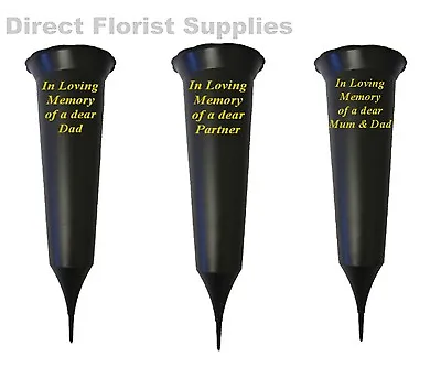 British Made Black Memorial Grave Spike Flower Vase Pot In Loving Memory Crem • £6.95