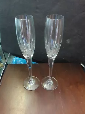 Mikasa Artic Lights Crystal Champagne Flutes  Glasses Glass Stems Pair • $79