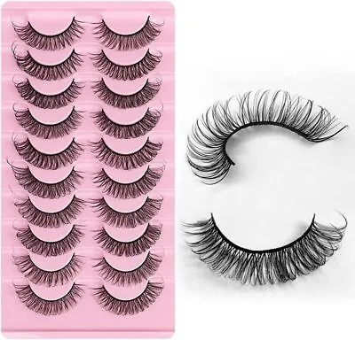 10 Pair 3D Mink False Eyelashes Wispy Cross Long Thick Soft Fake Eye Lashes UK • £4.55