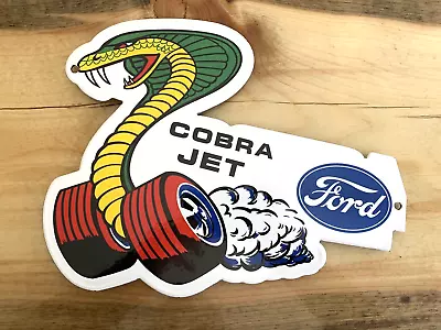 Vintage Ford Mustang Cobra Jet Parts Dealership Gas Station Porcelain Oil Sign • $32