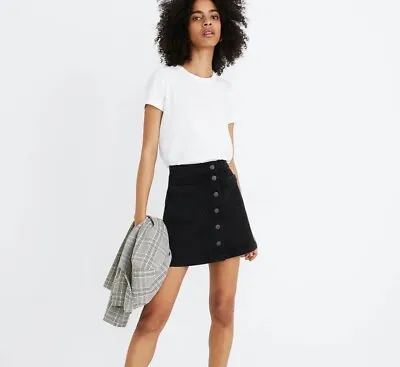Madewell Women's Size 24 Stretch Denim A Line Mini Skirt Black K9521 70's Vibe • $12.99
