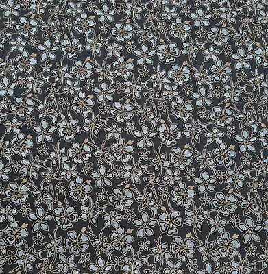 £0.99 • Buy Stretch Twill Fabric Floral Printed 49  Wide 2 Way Stretch Navy Sold By Metre
