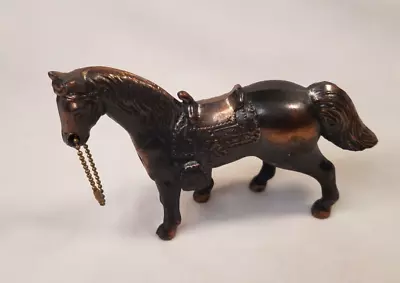 Vintage Cast Metal Bronze Copper Horse Stallion Figurine Statue 6  Tall X 4.5  • $13.99