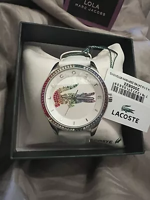 Lacoste Victoria 40mm Stainless Steel Case White Calfskin Strap - (2000822) • £85