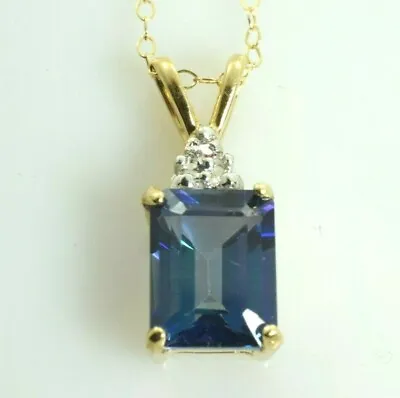 Blue Mystic Topaz And Diamond Pendant And Necklace In 10k Yellow Gold 18  • $185.72