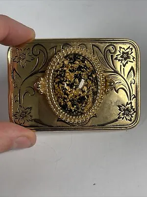 Vintage Miners Belt Buckle With Gold Flakes Rectangular Metal Nice! • $15.83
