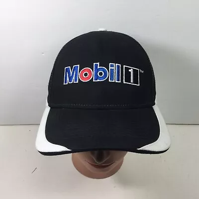Mobil 1 Hat Racing Oil SpellOut Black White StrapBack Baseball Cap • $12.95