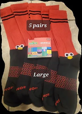  Bombas Sesame Street Elmo Socks Mid-calf  Large New LIMITED EDITION.  (5 Pairs) • $28.99