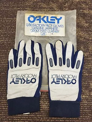 Vintage Motocross Oakley Factory Pilot 0/80 Leather White & Navy Gloves. Size: M • $50