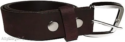 New Large Size Leather Belt Snap On Cowhide One Piece Brown Leather Belt BNWT • $15.16