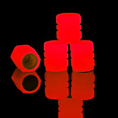 £2.99 • Buy 4x Red Glow In The Dark Car Tire Valve Cover Wheel Tyre Rim Stem Cap Accessories