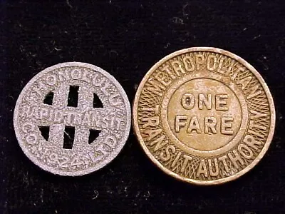 Boston  Metropolitan Transit Authority Fare Token And Honolulu Rapid Transit Co • $2.99