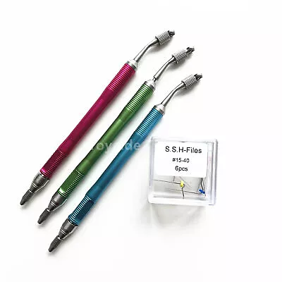 1Set Endodontic Dental Root Canal SS H-Files #15-40/Hand Use File Holder Handle • $22.78