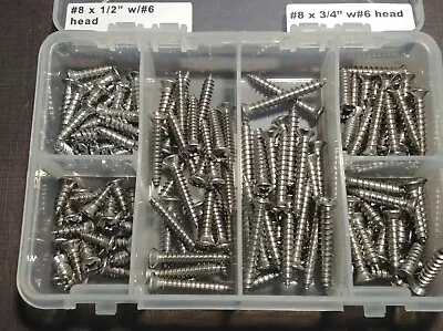 $36.75 • Buy 150pc GM #8 W/#6 Phillips Oval Head Stainless Garnish Moulding Screws Assortment