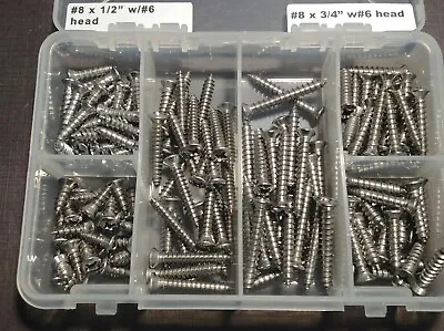 150pc GM #8 W/#6 Phillips Oval Head Stainless Garnish Moulding Screws Assortment • $37.99