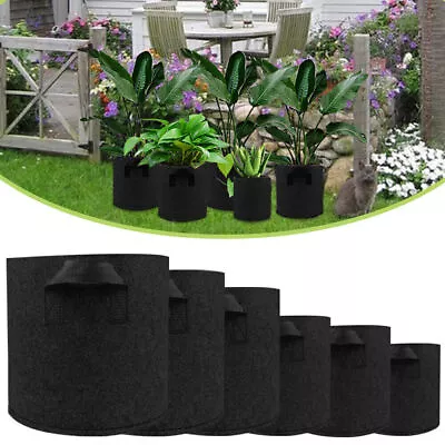 1/3/5/7/10/15/20/30/50Gallon Fabric Root Pots Home Garden Smart Plant Grow Bags • $9.98