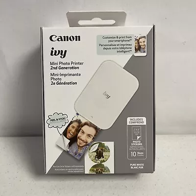 Canon IVY Mini Photo Printer 2nd Gen White Print From Smartphone New Sticker Res • $74.99