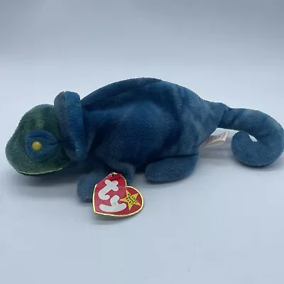 Rainbow The Chameleon TY Beanie Baby Blue Navy Green Yellow Eyes • $2.49