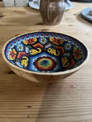 Puerto Vallarta Mexico 2004 Main By The Huicho Indiana Small Gourd Beaded Bowl • $60