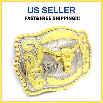 Belt Buckle Bull 5.5  X 4  For 1.5  Belt Men Big Cowboy Western Animal Rodeo US • $12.88