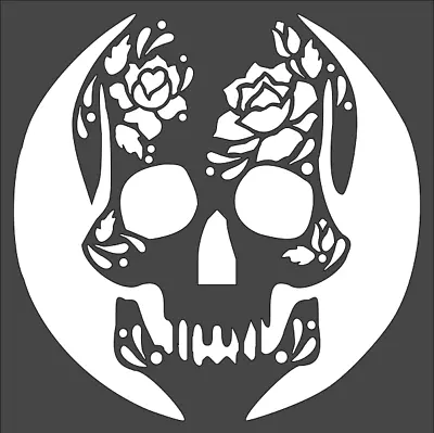 Clear Plastic Stencil - Rose Skull (MC205) (3 Sizes & 2 Thickness To Pick From) • $3.50