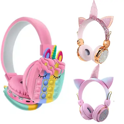 Kids Headphones Headset Wireless Unicorn Over Ear Headphones Girls IPad Tablet • £14.99