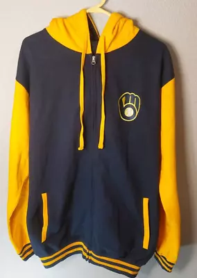 Mlb Genuine Merchandise Milwaukee Brewers Zipup Hoodie Sweatshirt Adult Large T • $39.99