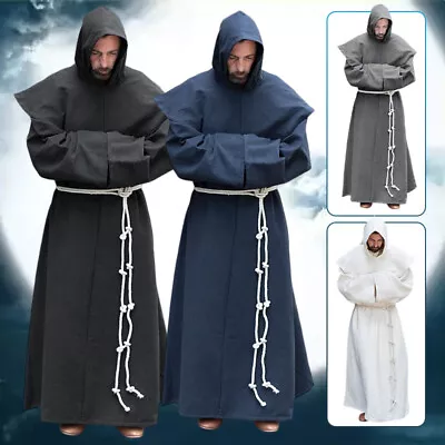 Men's Renaissance Medieval Priest Monk Long Robe Halloween Cosplay Costume Shawl • $36.21