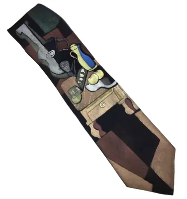 L'Expression '80s Hand Painted Silk Tie Guitar Jazz Classical Music Tie 59 X 4 • $10.99