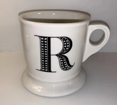Monogram R Coffee Mug Cup Classic Black White Shaving Initial Anthropologie • $15.99