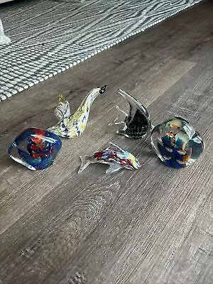 “Murano Type” Art Glass Aquarium Angel Fish Dolphin Goose Paperweight Sculpture • $25