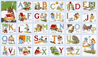 My Abc Book Panel By Kaufman Retro Vintage 1930s Reproduction Kids Fabric 24 X44 • $8.75